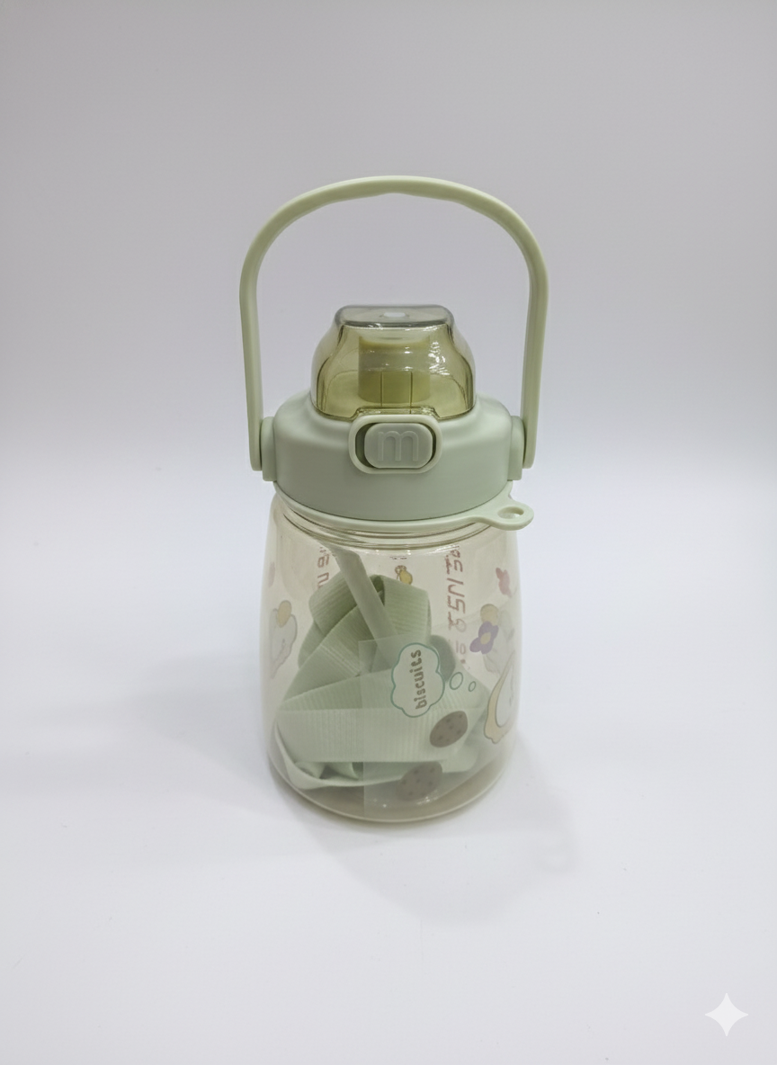 Korean Style Bear Water Bottle with Straw